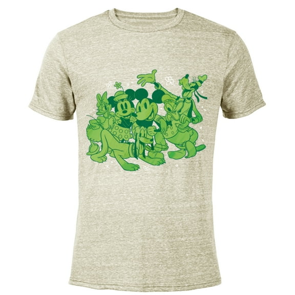 Disney Mickey and Friends Green St. Patrick’s Day - Short Sleeve Blended T-Shirt for Adults - Customized-Yellow