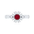 thumbnail image 4 of Rosec Jewels Natural Ruby Flower Engagement Ring for Women - Ruby Diamond Ring - AAA Quality - with Jewelry Box, 10K White Gold, US 4.50, 4 of 8