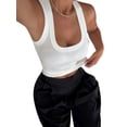 thumbnail image 2 of Women'S Ribbed Tank Tops Knit Halter Neck Sleeveless Fitted Summer Slim Basic Tee Shirts White M, 2 of 8