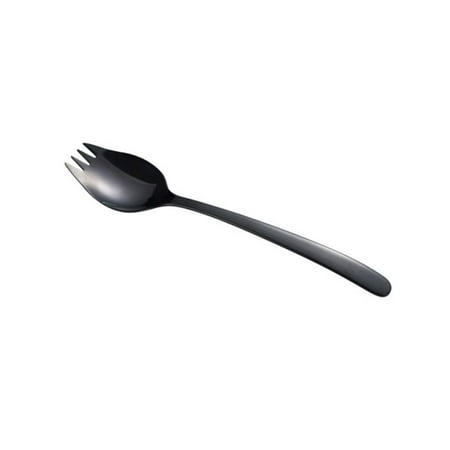 

Temacd Noodles Fork 2 in 1 Non-stick Stainless Steel No Rough Edges Portable Salad Spork for Home
