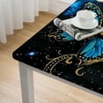 thumbnail image 4 of WYYP Blue Butterfly Romantic Blue Rose Flowers Butterfly Print Square Fitted Table Cloths white, 4 of 7