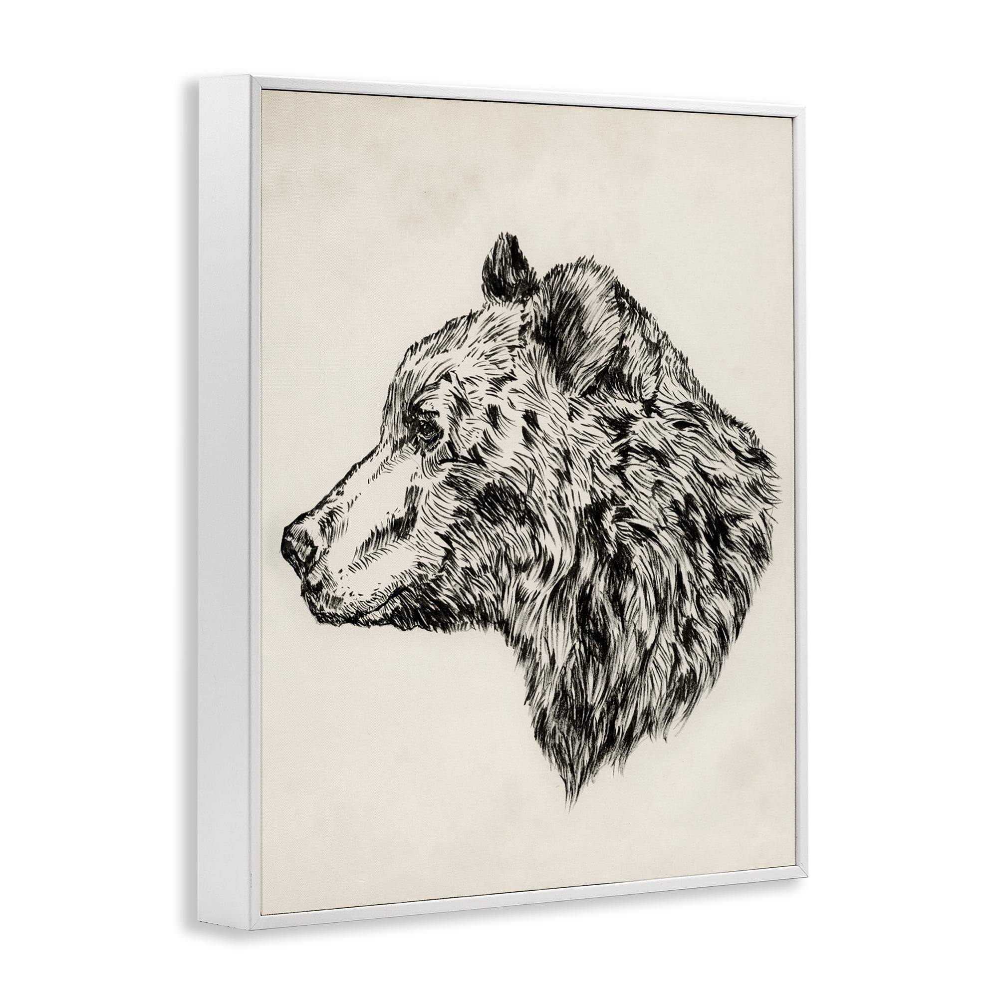 Stupell Industries Woodland Bear Drawing Animals & Insects Drawing White Framed Art Print Wall Art, 24 x 30
