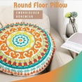 thumbnail image 2 of Cojín redondo de algodón de 18" para sala de estar, dormitorio, yoga, decoración bohemia para exteriores y puf otomano, almohada de piso étnica bohemia, 2 of 5