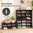 thumbnail image 6 of Costway 3 PCS Stackable Shoe Rack 31-Inch Horizontal Organizer 2-tier StorageShelf Black, 6 of 8