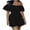 Black-02, variant on REALiKUN Womens Boho off Shoulder Rompers Summer Ruffle Dresses Short Sleeve Tiered Short Jumpsuits