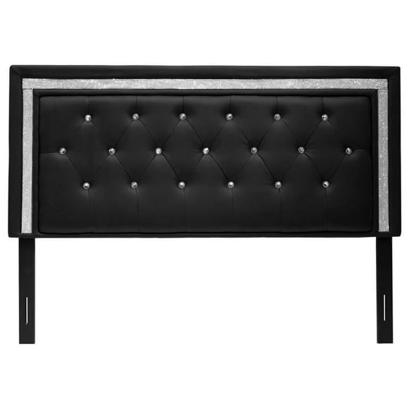 Best Master Furniture Hope Tufted Vinyl Upholstered Headboard, Queen/Full, Black