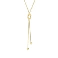 thumbnail image 1 of 14K Yellow Gold Diamond Cut 2 Bead Knot on 1.3mm Popcorn Link Lariat Type Necklace 17" by IcedTime, 1 of 1