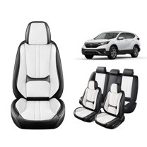 Car Seat Covers Full Set Fit for Honda CR-V 2000-2025, Premium Faux Leather Car Seat Protector,Breathable Anti-Slip Full Wrapping Edge Seat Covers(BlackWhite,Full Set)