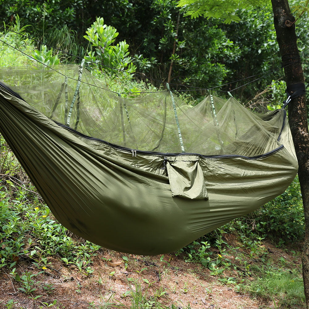 Outdoor Camping Double Hammock with Mosquito Net Nylon Hanging Bed Swing Chair 