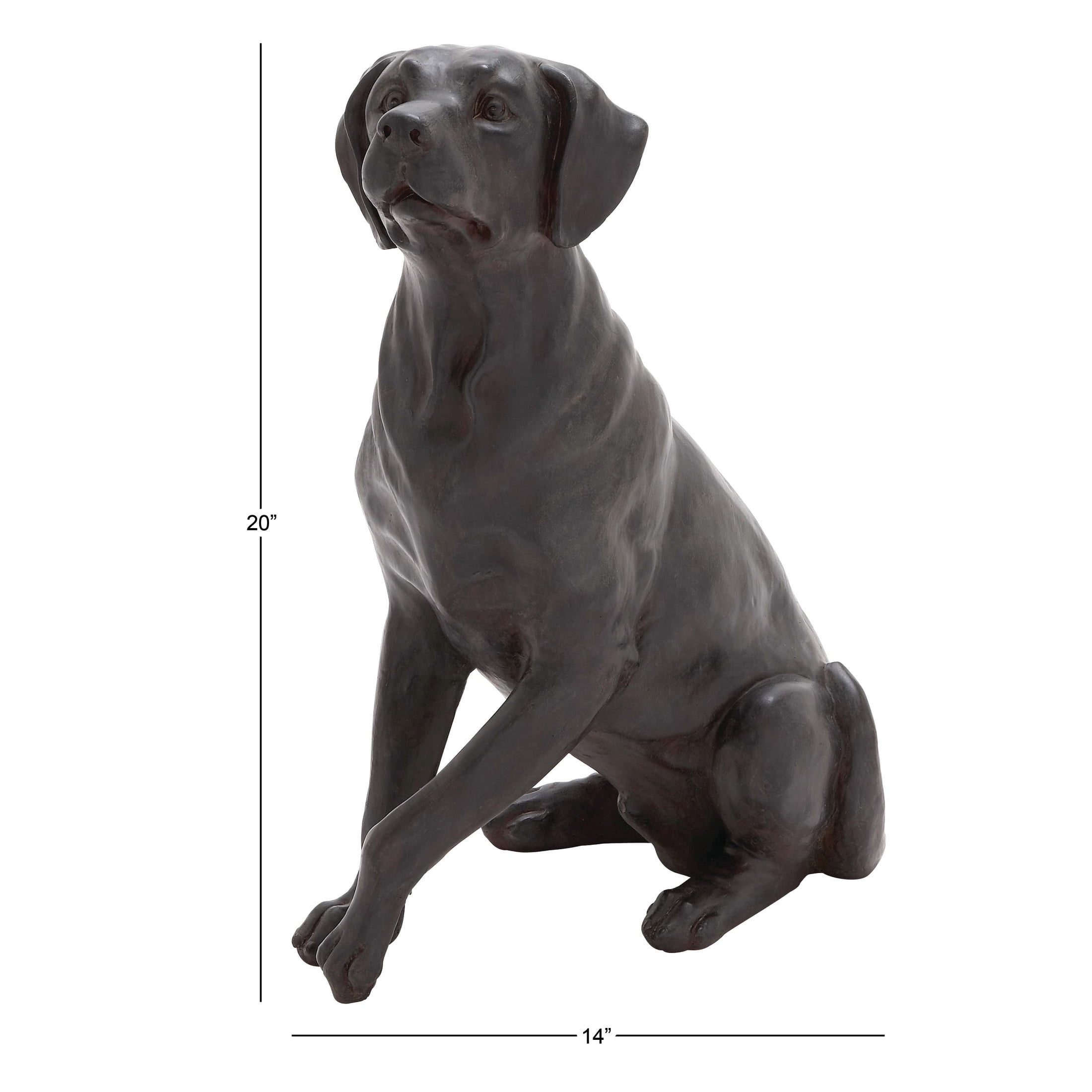 14" x 20" Brown Polystone Dog Sculpture, by DecMode