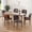 Brown, variant on Aufeile Dining Chairs Set of 4, Faux Leather Cushioned Kitchen Chairs with Walnut Wood Back, Shell Pattern Seat & Metal Legs, Mid-Century Modern Dining Room Chairs, Black
