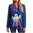 thumbnail image 5 of Godom Women's Halloween Pumpkin T-Shirt Funny Long Sleeve Pullover Tops for Ladies, 5 of 7