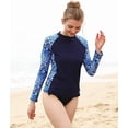 thumbnail image 3 of Women's UPF 50+ Stretchy Rash Guard Surfing Long Sleeve Swim Shirts Printed Top, 3 of 7
