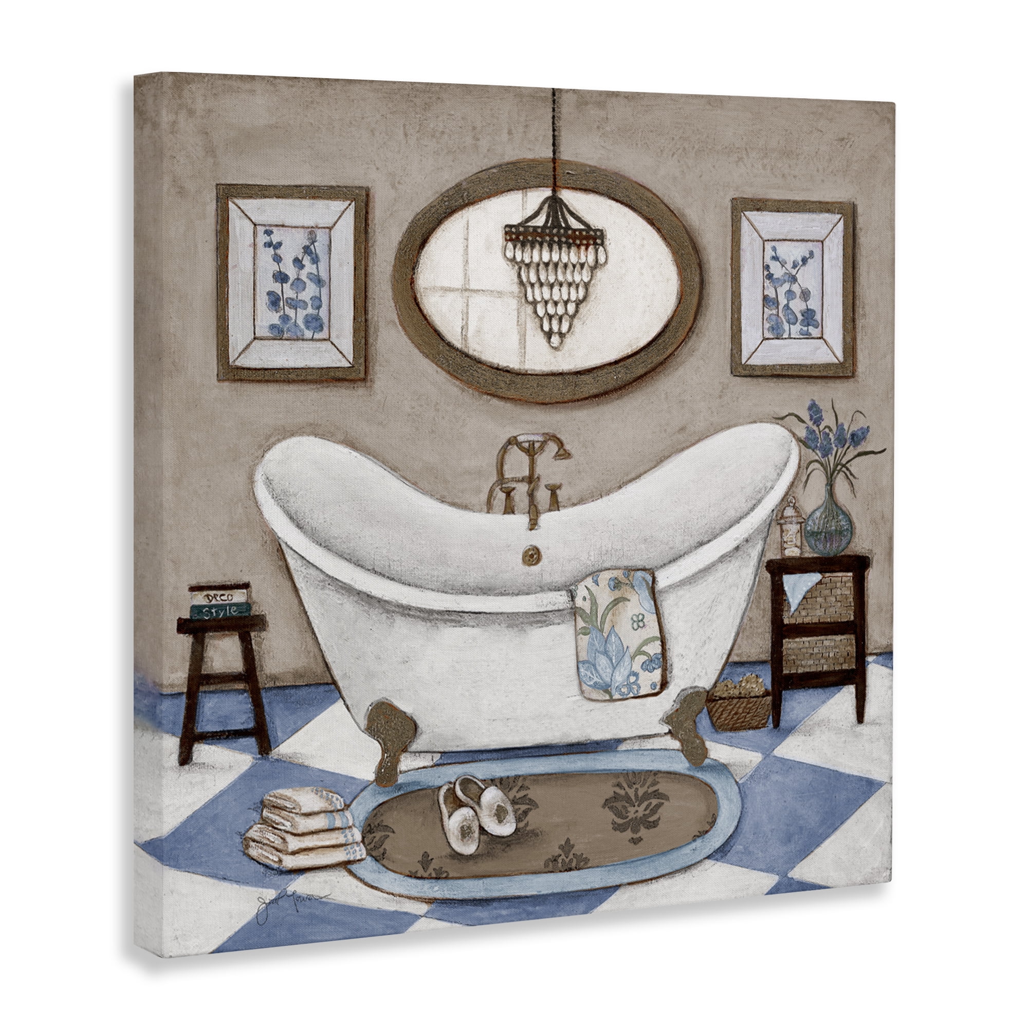 Stupell Industries Checkered Relaxing Bathtub Canvas Wall Art, design by Janet Tava