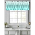thumbnail image 4 of Geometric Turquoise Ombre Curtain Valances for Windows, Modern Gradient White Ocean Striped Kitchen Valance Window Treatment, Light Filtering Block Curtains for Bathroom/Bedroom/Living Room 42''x18'', 4 of 9