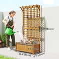 thumbnail image 3 of Outsunny jardinière en bois avec treillis écran de confidentialité surélevé lit de jardin jaune, 3 of 10