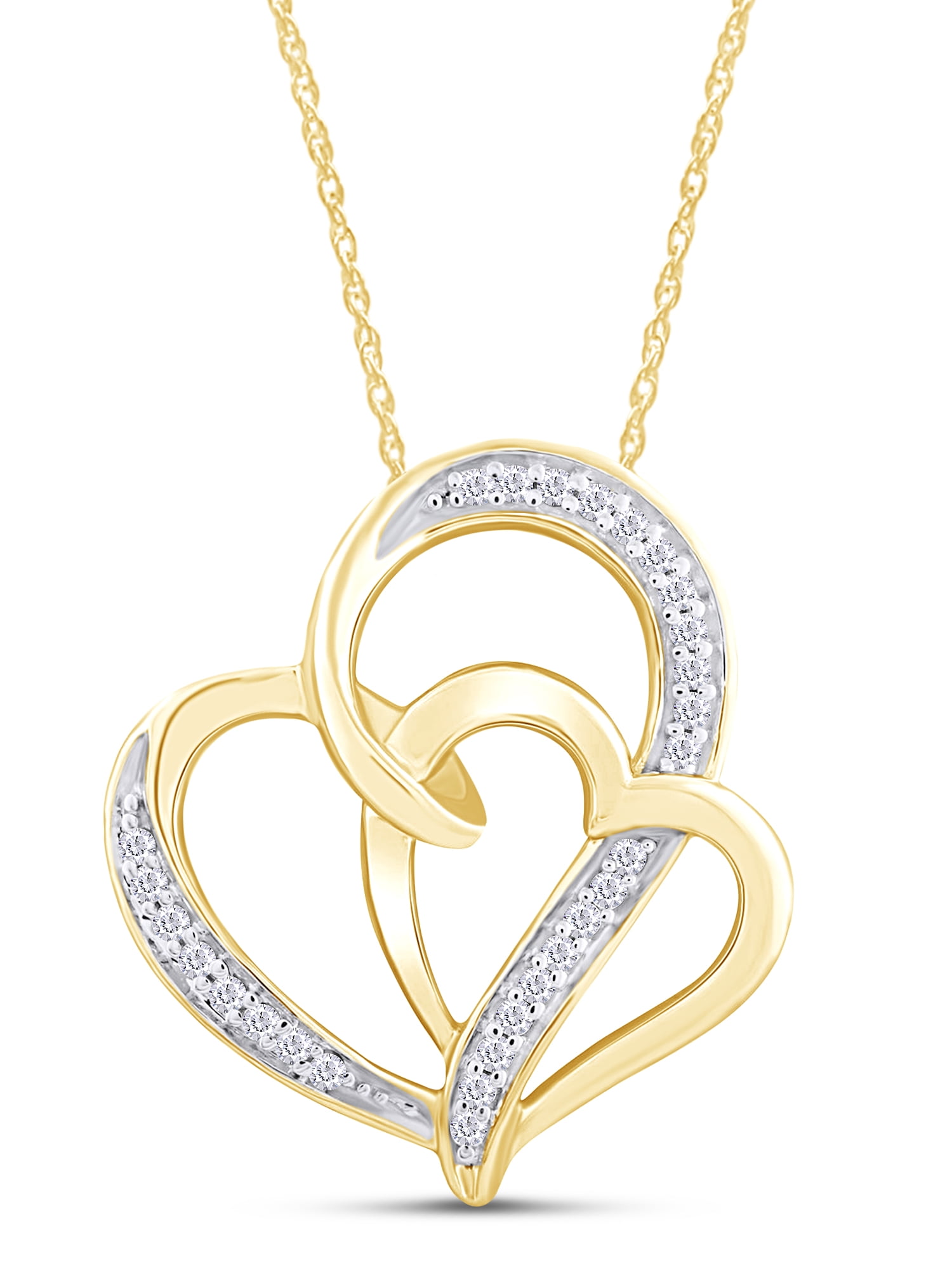 Wishrocks 14K Gold Over Sterling Silver Round Cut White CZ Solitaire Pendant Necklace 