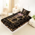 thumbnail image 4 of Manfei Leopard Print Personalized Initial E Twin Sheet Sets 3pcs for Teens,Pink Ribbon Bow Bedding for Girls,Ultra Soft Home Decor, 4 of 5