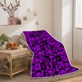 thumbnail image 2 of Halloween Blanket, Purple Checkered Plaid Pumpkin Black Bat Ghost Skull Halloween Throws Blankets, Spooky Webs Witch's Hat Soft Cozy Flannel Blanket for Sofa Couch Bed Decor, 60X70IN, 2 of 5