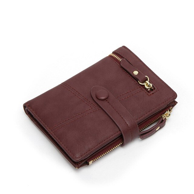 New Arrival Women Mini Short Wallet Simple Leather Zipper Pocket Clutch  Purse