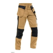 Skylinewears Men Utility Work Pants Cordura Safety Trouser Cargo Knee Reinforced Heavy Duty Pants Khaki W30-L32