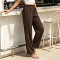 thumbnail image 6 of Womens Straight Leg Pants Elastic Waist Side Pockets Solid Color Long Trousers Everyday Basic Pants, 6 of 10