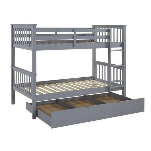 Pemberly Row Twin Over Twin Bunk Bed in Gray