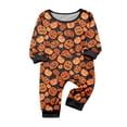 thumbnail image 2 of Family Halloween Pajamas Matching Sets Ghost Pumpkin Print Long Sleeve Tops and Orange Jack-O-Lantern Pants 2 Piece Holiday Sleepwear Set, 2 of 4