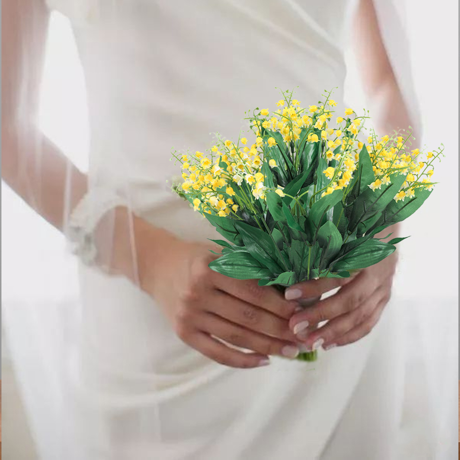 Bluebell Flower Trellises Lily Of The Valley Bride's Hand Bouquet White  Bendable Wedding Party Plastic Holding Flowers