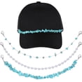 thumbnail image 5 of Monebena 3 Pcs Trucket Hat Chains Bill Decoration Trucket Hat Charms DIY Pearl/Turquoise/Metal Chains for Mesh Baseball Cap Accessories Chain for Party Supplies, 5 of 6