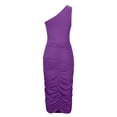 thumbnail image 6 of Efsteb Womens Dress Casual Elegant Ruched One Shoulder Wrap Slim Bodycon Dress Dresses Sleeveless Dress Solid Color Fashion Crew Neck ,Size:XL, 6 of 8