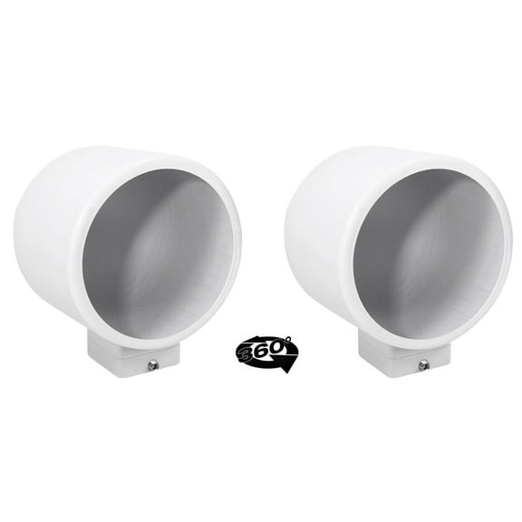 2) Rockville MAC90W 8" 360° Swivel White Aluminum Surface Mount Speaker Pods