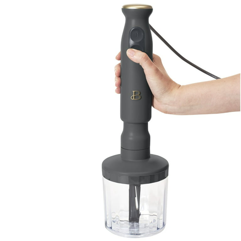 Beautiful 2-Speed Immersion Blender with Chopper & Measuring Cup, White  Icing by Drew Barrymore
