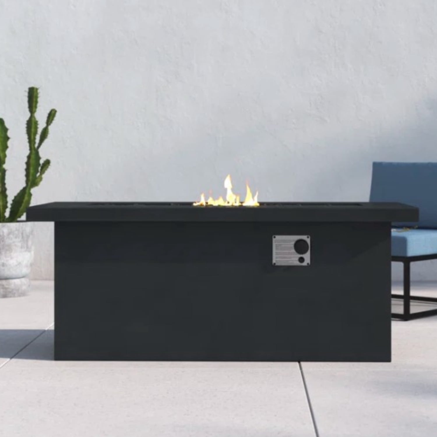 Miekor Furniture 24" H Concrete Propane/Natural Gas Outdoor Fire Pit Table 09231