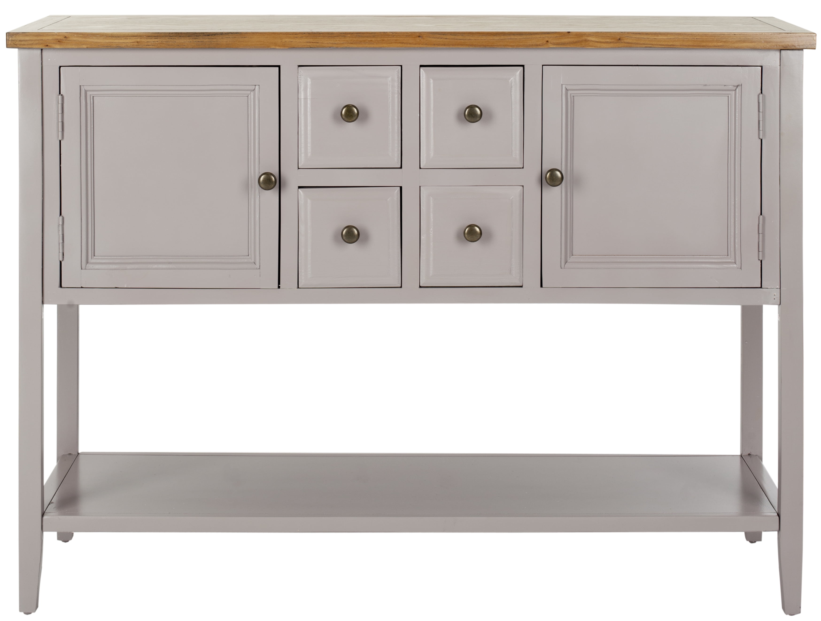 SAFAVIEH Charlotte Rustic Storage Sideboard w/ 2 Cabinets & 4 Drawers, Quartz Grey/Oak