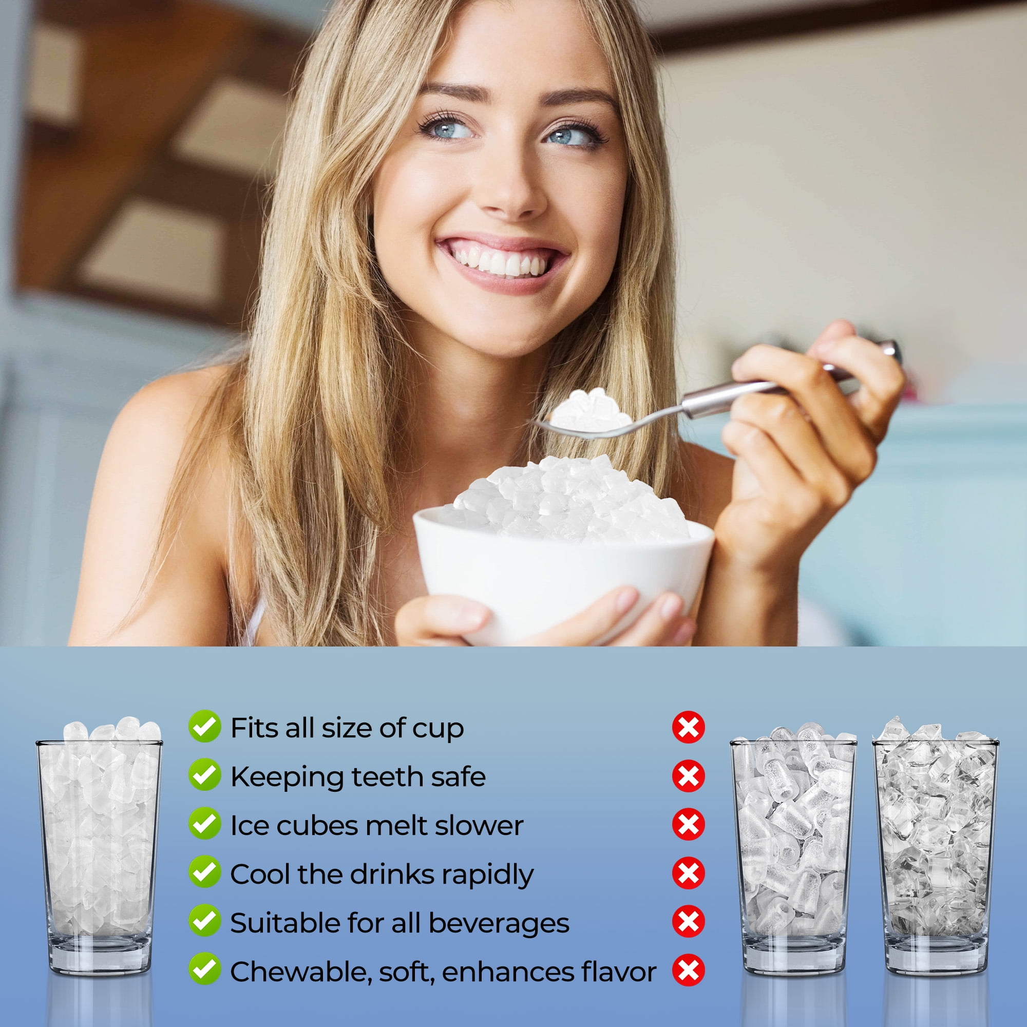EUHOMY Nugget Ice Maker Countertop 26lbs/Day, 4.3L Water Tank, Portable Chewable Ice Machine for Home, Office & Bar