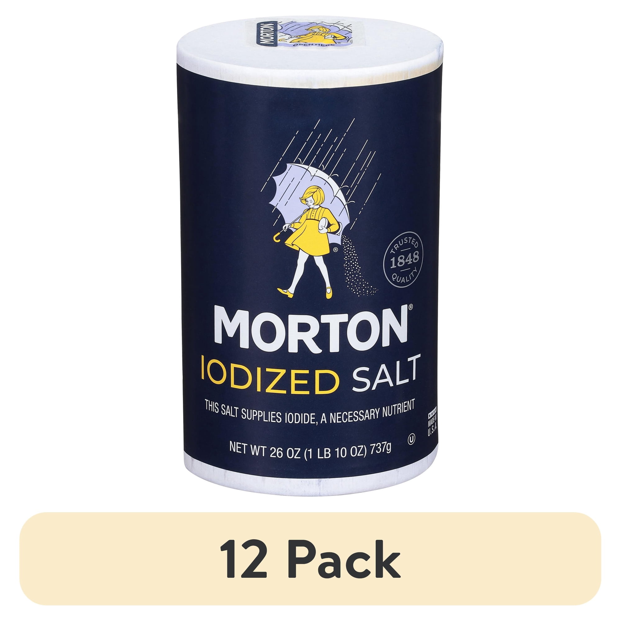 (12 pack) Morton Iodized Salt, Table Salt, 26 Oz