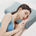 thumbnail image 1 of Funda de almohada de seda helada Qnjujn, funda de almohada de emulsión, funda de almohada con memoria, adecuada para verano, cierre de cremallera, suave y transpirable, azul claro, 1 of 4