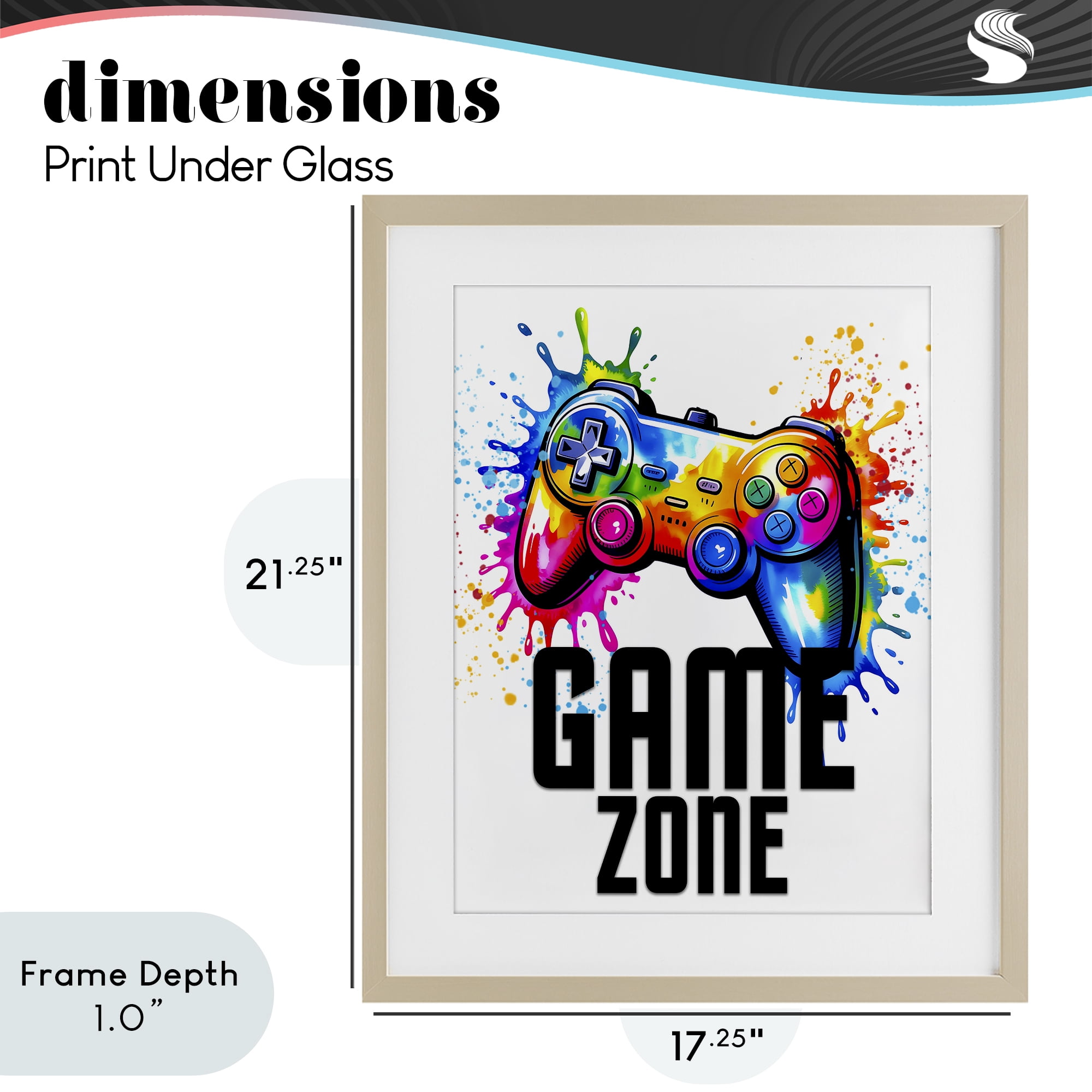 Stupell Industries Game Zone Bright Splash Birch Framed Print Under Glass, design by Kim Allen