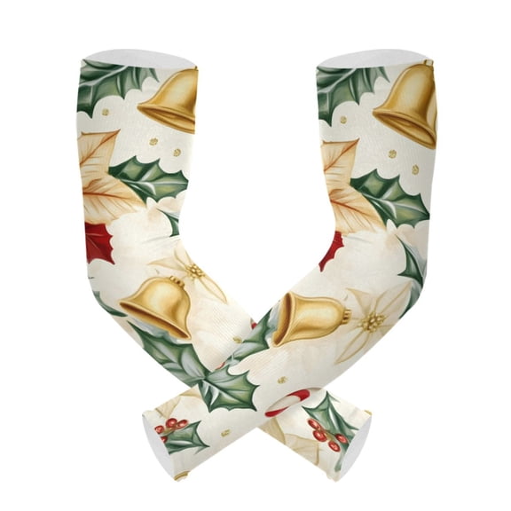 ALAZA Christmas Poinsettia Flower UV Sun Protection Arm Sleeves UPF 50  Compression Cooling Sleeve 1 Pair
