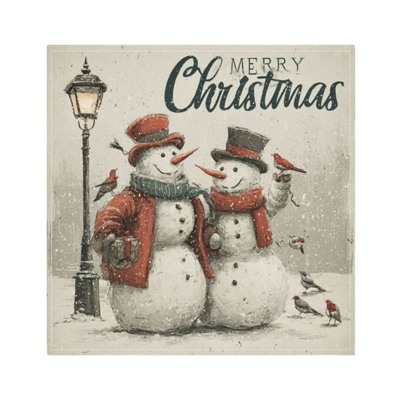 Qxltty Vintage Snowman Napkins 20×20in Perfect for Parties Dinners Weddings Cocktail Housewarming Cloth Napkins Set of 6