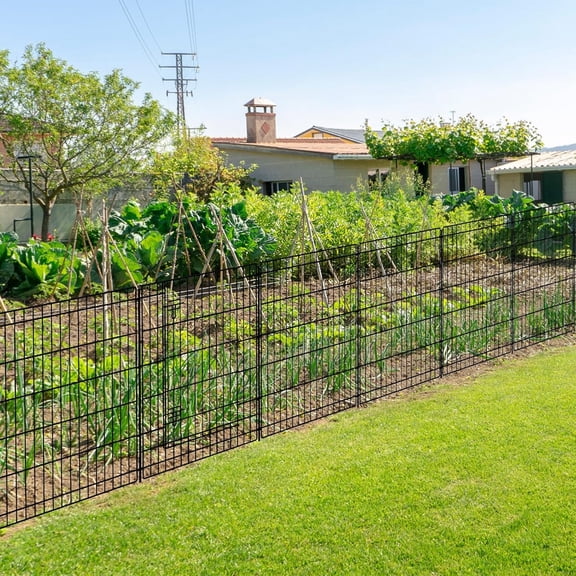 Decorative Garden Fence 6 Panels 13ft (L)×36in (H) Metal Garden Fences with 5 Panels   1 Gate, Animal Barrier Rabbit Fence Rustproof Wire Temporary Dog Fencing Outdoor for Yard Lawn Patio