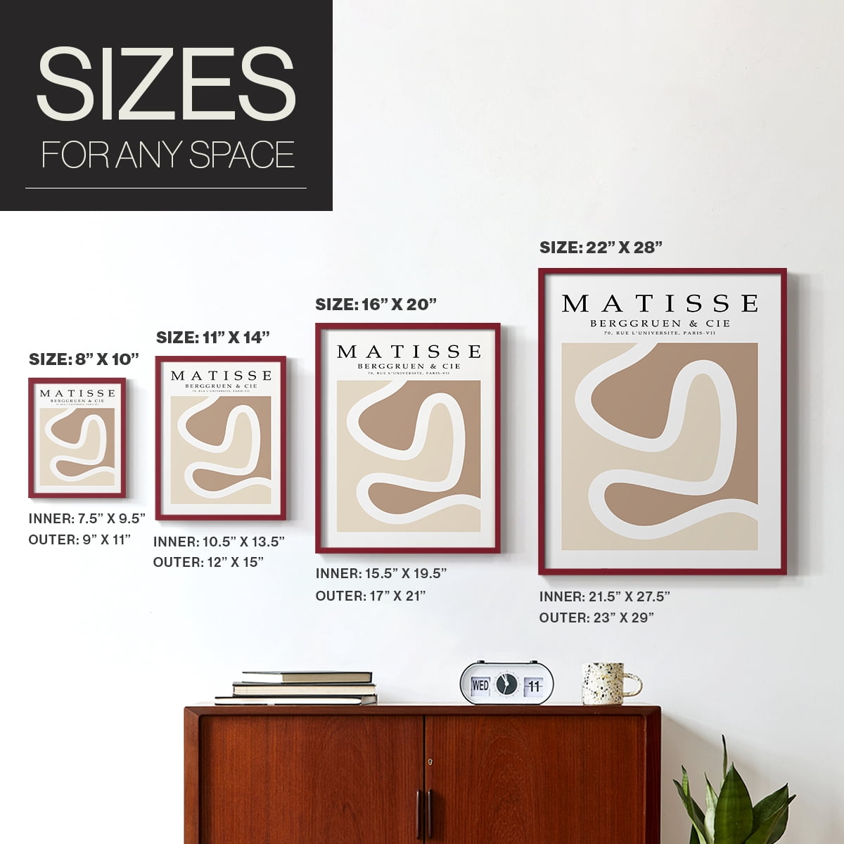 Matisse CCCXLVI in Red Solid Wood 22 x 28 Framed Print