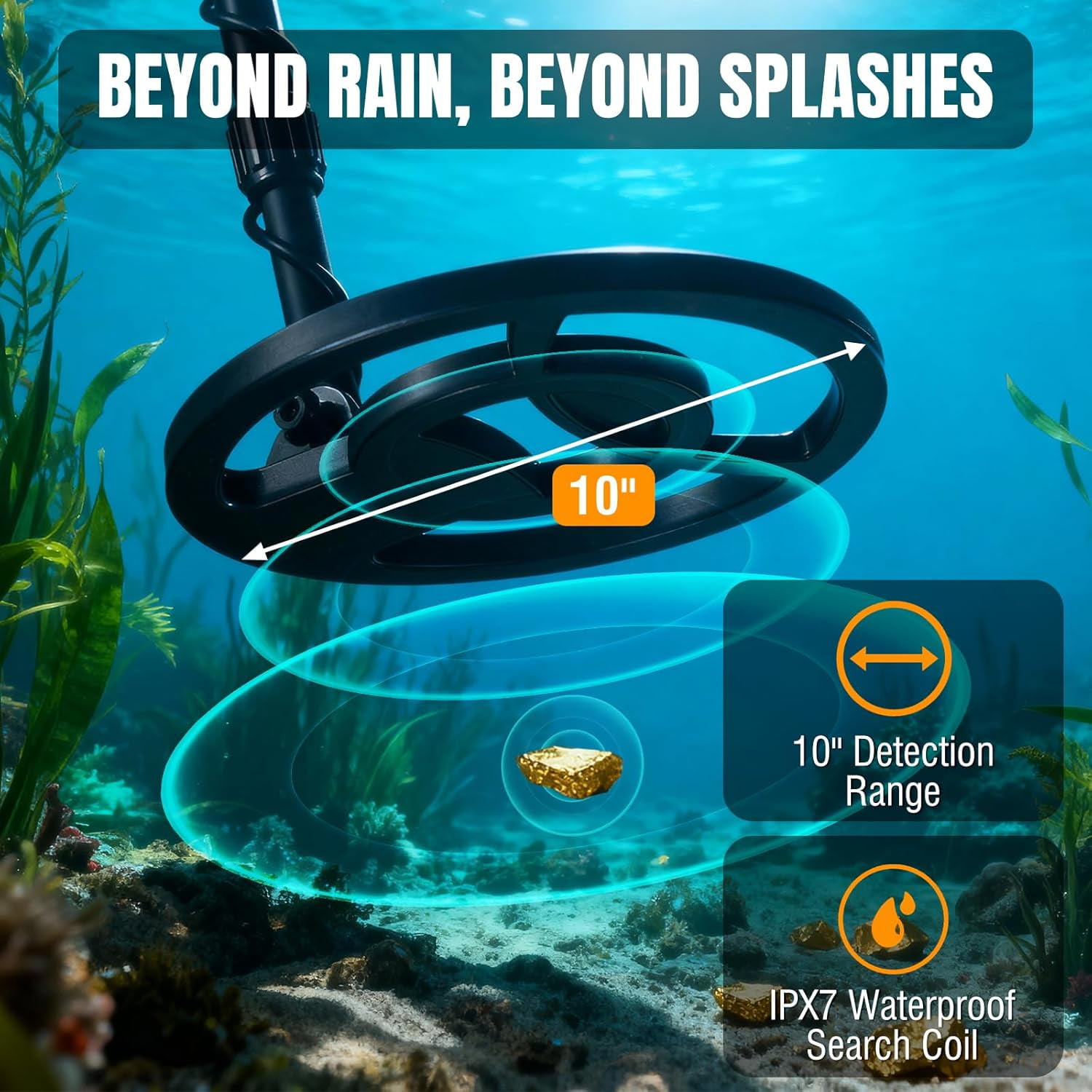 Raddy MD120A Professional Metal Detector for Adults, High Accuracy Gold Metal Detectors with 4 Modes, 10" IPX7 Waterproof Search Coil, LCD Backlit Display, Headphone, Bag, Shovel for Treasure Hunting