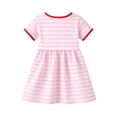thumbnail image 3 of HILEELANG 2-8 Little Girls Pink White Stripe Cherry Summer Play Dress Size 8T, 3 of 8