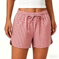 thumbnail image 5 of Tumotour Summer Board Shorts for Women'S Checkered Double Pocket Wide-Leg Shorts Loose Sporty Elasticated Side Pocket Drawstring Elastic Waist Shorts Athletic Workout Shorts, 5 of 8
