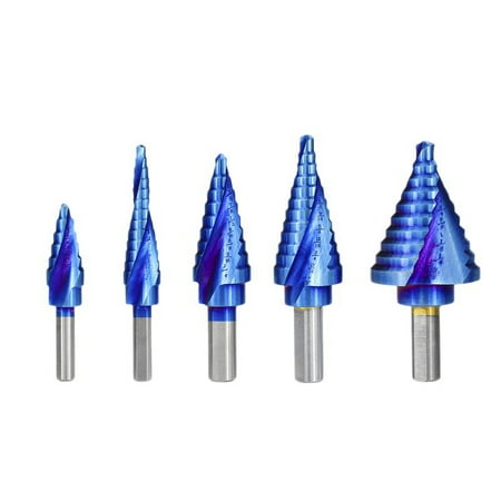 

6-Pieces Quick Change Spiral Grooved Step Drill Bit Set with 50 Step Sizes with Storage Case