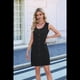 thumbnail image 4 of Vestido de Fiesta Corto Ajustado con Cuello Redondo, Sin Mangas, de Punto, con Botones y Bolsillos para Mujer (Verano 2025) Negro XL, 4 of 10
