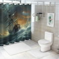 thumbnail image 7 of Orinice  Vintage Pirate Ship Shower Curtain, Huge Wave Lapping Sailboat Shower Curtain Sets with Toilet Lid Cover, U-Shaped Mat and Non-Slip Rugs, Bathroom Decor Set  36x72, 7 of 7