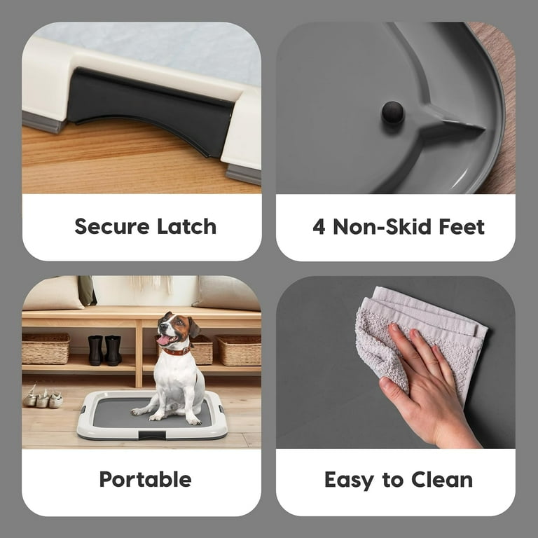 IRIS USA Large Pet Pee Pad Holder Training Tray Dark Gray 23 x23